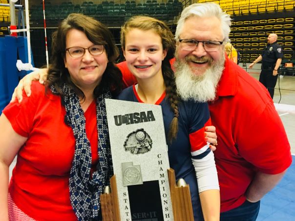 John & Tressa with daughter Evie at State Volleyball