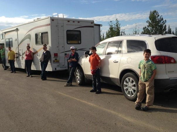John and 6 of his kids on a cross-country RV trip